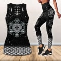 Miniatyrbild 1 av 4: Helig Geometri & Chakra & Helig Geometri All Storlek Heltäckande 3D Tank Top & Leggings set 7XL
