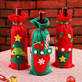 Miniatyrbillede 3 af 5: 3 Jule Vinflaske Poser med Etiketter - Premium Non-Woven Stof - Festlige Flaskeposer - Gaver, Borddekoration