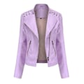 Miniatyrbillede 1 af 4: Læderjakke til kvinder, afslappet med lynlås. Fås i 12 farver purple C XL
