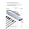 Miniatyrbilde 4 av 5: 7-i-1 Dockingstasjon USB-C Aluminium Lading USB 3.0 HDMI-kompatibel PD/TF-kort