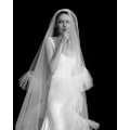Pikkukuva 4 / 5: Rypytetty laskeutuva hääpuku, jossa punertava elegantti norsunluunvärinen rypytetty tyllihuntu Boho pitkä morsiusverho White 250cm