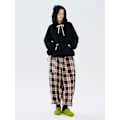 Miniatyrbillede 5 af 5: IMAKOKONI originalt design elastisk talje rødternede beskårede bukser lige ben lommebukser 234354 pants L