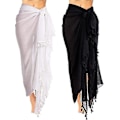 Miniatyrbillede 5 af 5: Dame Strand Batik Lang Sarong Badedragt Cover Up Wrap Pareo Med Kvaster Sort 1 stk. Ha