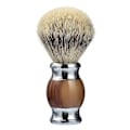 Miniatyrbilde 1 av 4: Barberkost med Sterling Sølvtupp, fint resin-håndtak og base i rustfritt stål (Brun)