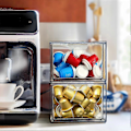 Miniatyrbillede 5 af 5: 2 STK K Kop Organizer Kaffekapsel Opbevaringsbeholder Stabelbare Skuffer til Fløde Sukker Kaffe Bar Eller