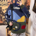 Miniatyrbilde 4 av 5: Høst Vinter Ull Herre Genser Turtleneck Langermet Pullover Strikket Løs Print Broderi Mote Casual Genser