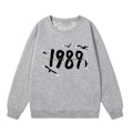 Pikkukuva 1 / 2: Taylor Swift laulaja Taylor Swift 2D samettiprintillä varustettu naisten pyöreäkauluksinen collegepaita light grey M
