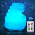 Miniatyrbillede 1 af 5: (1 pakke) Børne Natlampe LED Dinosaur Natlampe Silikone Dinosaur Lampe Elektrisk Stik med 16 Farver Genopladelig Fjernbetjeningslampe til Fødselsdagsgave, Hal