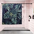 Miniatyrbilde 3 av 5: 2X Grønt Dusjforheng Blader Trykk Moderne Naturlig Plantemønster Polyester Baderom Wat