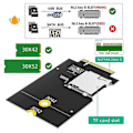 Miniatyrbild 3 av 5: SD-kort TF SDHC SDXC till NGFF Key B Adapter (stöder USB-buss, inte SATA-buss)