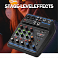 Miniatyrbillede 4 af 5: 4-kanals Audio Mixer Mini Lydmixer Bluetooth 48V Strømforsyning til Musik DJ Optagelse Ka