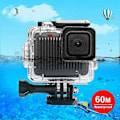 Miniatyrbild 1 av 4: För GoPro HERO 4K 2024 PULUZ 60m / 196ft Vattentätt Skyddshölje med Spänne, Basfäste & Skruv (Transparent)