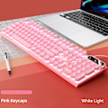 Miniatyrbild 1 av 5: Retro Punk Rund Keycap Gaming Tangentbord Trådbundet RGB Bakgrundsbelyst Tangentbord USB Bakgrundsbelyst 104 Tangenter Tangentbord pink