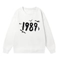 Pikkukuva 1 / 2: Taylor Swift laulaja Taylor Swift 2D samettiprintillä varustettu naisten pyöreäkauluksinen collegepaita White L