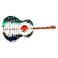 Miniatyrbild 1 av 5: Juldekorationer Gitarr Solnedgångsreflektion - Metall Väggkonst Heminredning Gåva Metall Färgrik Q