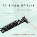 Pikkukuva 5 / 5: NGFF PCI-E 16X - 4 portin U.2 NVME Split -laajennuskortti SFF-8639/8643 NVME PCIE SSD -sovitin Mai:lle