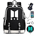 Pikkukuva 1 / 5: Bts Reppu USB Ladattava Reppu Suuri Kapasiteetti Opiskelijan Koululaukku Color-1