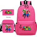 Miniatyrbild 1 av 5: Super Mario 3 st/set Barnryggsäck Pojkar Skolväska Tillbaka till Skolan Present Gold 16 Inches