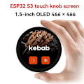 Pikkukuva 4 / 5: ESP32 S3 LVGL -kehityskortti, 1,5 tuumaa, 466x466, pyöreä, hopea