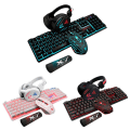 Pikkukuva 4 / 5: 4 kpl/setti K59 Mekaaninen Langallinen USB-näppäimistö Valaistu Pelihiiri Hiirimatto Kuulokemikrofoni Työpöydän Taustavalo Sarja Black Blue