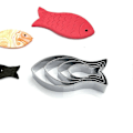 Miniatyrbild 4 av 5: Set med 8 kakformar i rostfritt stål, fiskmotiv, för bakning
