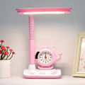 Miniatyrbillede 1 af 3: Børne Skrivebordslampe, Dæmpbar Skrivebordslampe til Piger med Eksklusivt Tegneserie-look, Dæmpbar Kontor Skrivebordslampe med Ur, LED Bærbar Læselampe til Børn, Un