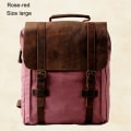 Miniatyrbilde 1 av 5: Mote Herre Ryggsekker Lær Militær Canvas Unisex Ryggsekker Rose red  Size Large