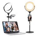 Miniatyrbillede 3 af 5: Laptop Ring Light med Stativ, Mobiltelefon LED Ring Light Skrivebordslampe Videokonference Li
