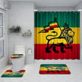 Duschdraperier rasta flagga judah lejon väggkonst vattentätt badrumsset 4-delars set