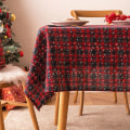Miniatyrbillede 5 af 5: Juledekoration Nytår Duge Plaid Snefnug Jul Hjem Spisebord Dækdug Rektangulær Sofabord Duge Big red plaid snowfl 140x180cm