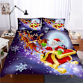 Miniatyrbild 5 av 5: God Jul Påslakan King/Queen Size, röd Jultomte På Motorcykel Mönster Sängkläder Set 2/3 delar Polyester Täcke