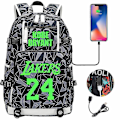 Pikkukuva 1 / 5: Nuorten opiskelijoiden koululaukku miesten ja naisten vapaa-ajan matkareppu Ko Be Bryant No.24 Lakers -reppu valaiseva nuorten ala- ja yläkoulun laukku USB C color-6