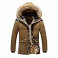 Miniatyrbillede 2 af 3: Vinterfortykket Varm Parka Herre Fleece Hætte Herre Vinterjakke Frakke Arbejdstøj Jakke Fløjlsfrakke Auburn M