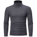 Miniatyrbillede 1 af 5: Rullekrave til mænd Ensfarvet Slim Elastisk Tynd Pullover Forår Efterår Undertøj Rullekrave Mænd Strik Bluse Base T-shirt Top Dark Gray 1 S