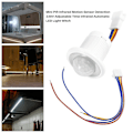 Miniatyrbild 4 av 5: Mini PIR Infraröd Rörelsesensor Detektion 220v Justerbar Tid Infraröd Automatisk LED-lampa