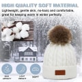 Miniatyrbild 2 av 4: Säckig Kabelstickad Hatt för Småbarn Baby Skidmössa För Flickor Pojkar och Samma Färg Halsduk White