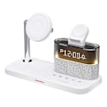 Pikkukuva 2 / 5: C09 Magneettinen langaton latausasema puhelimelle / AirPodseille / Apple Watchille herätyskellolla ja yövalolla White
