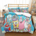 Miniatyrbild 1 av 2: Spongebob Squarepants Serie Tryckt Påslakan Tvådelat Set Tredelat Barnrum Dekorativt Påslakan W style 3 135*200two-piecesuit