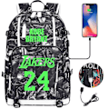 Pikkukuva 1 / 5: Nuorten opiskelijoiden koululaukku miesten ja naisten vapaa-ajan matkareppu Ko Be Bryant No.24 Lakers -reppu valaiseva nuorten ala- ja yläkoulun laukku USB C color-12