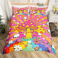 Pikkukuva 4 / 5: Boho Sieni King Queen Pussilakanasetti Hippie Sateenkaari Vuodevaatesetti Groovy Kukka Peittopäällinen Sarjakuva Tähti Polyesteri Peittopäällinen