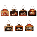 Pikkukuva 5 / 5: Halloween LED -kyltti, puinen sisustus, koristeellinen laatta, kurpitsalyhty, festivaalitarvikkeet, koriste, luova riippuva koriste E
