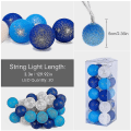 Miniatyrbilde 5 av 5: Lyslenke Bomullsballer Batteri - 3.3m 20 Led Lys Soveromsbelysning Blue starry sky