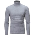 Miniatyrbillede 5 af 5: Rullekrave til mænd Ensfarvet Slim Elastisk Tynd Pullover Forår Efterår Undertøj Rullekrave Mænd Strik Bluse Base T-shirt Top Deep gray 4 XL