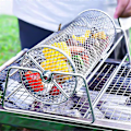 Miniatyrbilde 5 av 5: Grillkurv i rustfritt stål for BBQ, rotisserie rullende nettingbur for grilling, grilltilbehør