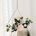 Pikkukuva 2 / 4: Kukka-aiheiset kultaiset vannekranssit, metallinen ympyrä kukka-aiheisella kranssilla 20 cm / 7,9 tuumaa, geometrinen kehys, tee-se-itse