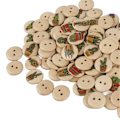 Miniatyrbilde 2 av 5: 100 stk Blandet Trykk Treknapper 2 Hull Runde Dekorative Treknapper for Søm Håndverk Trefarge Kaktus