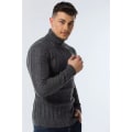 Miniatyrbilde 1 av 5: Slim Fit Pullovere Turtleneck Menn Casual Basic Ensfarget Varm Stripet Genser Herre Ny Vintermote Gensere Mann