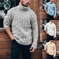Miniatyrbild 2 av 5: Herr Turtleneck Enfärgad Stickad Tröja Långärmad Ribbstickad Termisk Mjuk Herr Pullover Tröjor För Vinter Green L