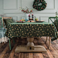 Miniatyrbillede 3 af 5: Linned Bomuld Julefrokost Dug Japansk Grøn Bronzering Vindspil Rektangulær Spisebordsdækning til Hjemmet Dekorativ Green 140x260cm