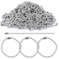 Miniatyrbilde 1 av 5: 150 stk. 100 mm Lange Kulekjede Koblinger Lås 2,4 mm Diameter Kjeder Nøkkelring Tag Nøkkel